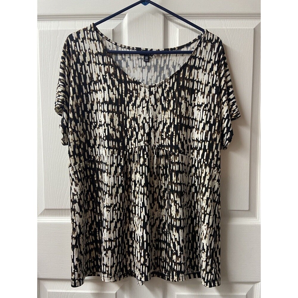 George Black and Cream Printed Short Sleeve Blouse